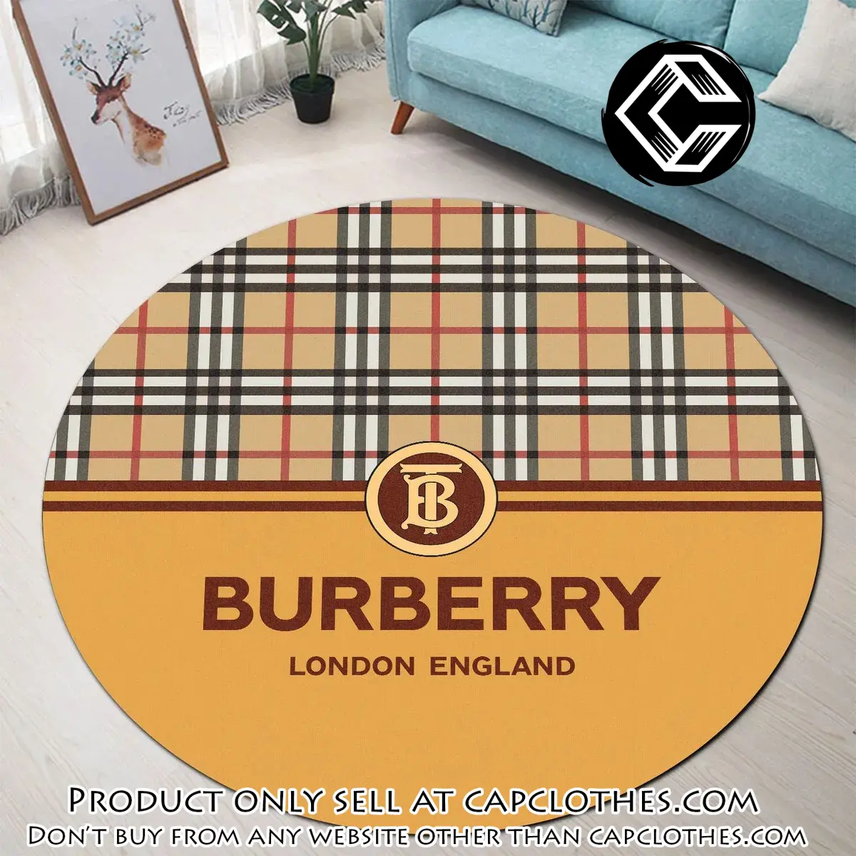 Burberry london england orange luxury brand fashion round rug carpet home decor special gift cc5241765